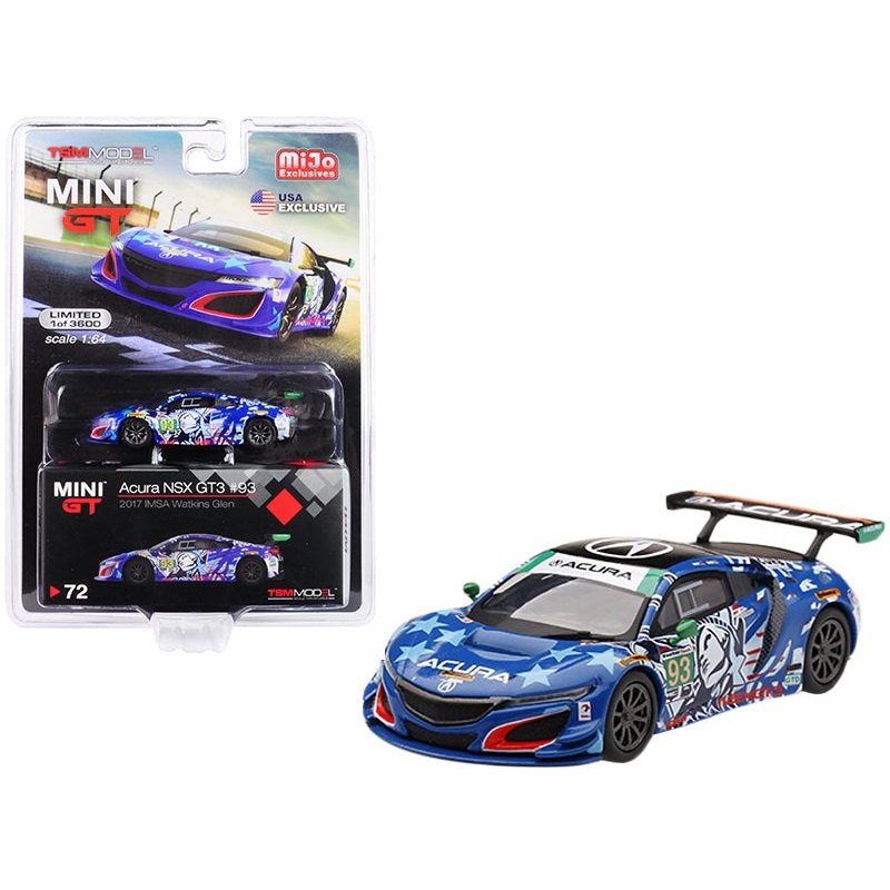 Acura NSX GT3 #93 “Statue of Liberty” 2017 IMSA Watkins Glen Limited Edition to 3600 pieces Worldwide 1/64 Diecast Model Car by Mini GT