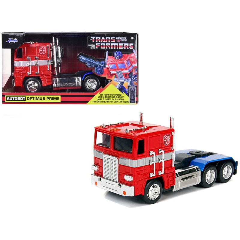 G1 Autobot Optimus Prime Truck Red with Robot on Chassis from “Transformers” TV Series “Hollywood Rides” Series 1/32 Diecast Model by Jada