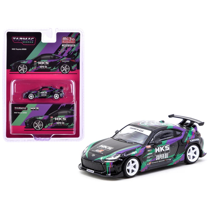 Toyota GR86 RHD (Right Hand Drive) “HKS” Black with Graphics “Global64” Series 1/64 Diecast Model by Tarmac Works
