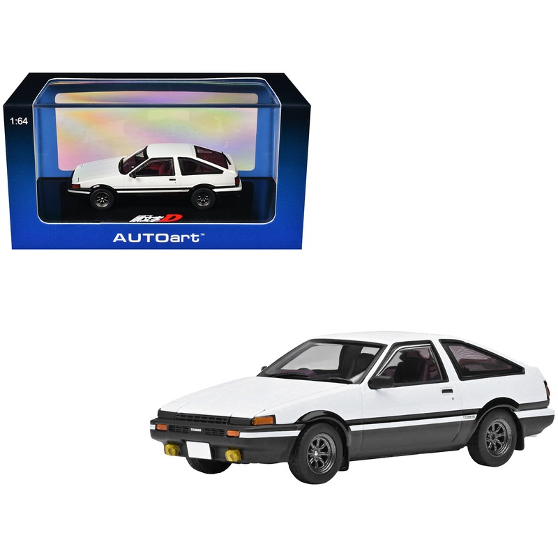 Toyota Sprinter Trueno (AE86) RHD (Right Hand Drive) White with Graphics “Initial D” (1998-2021) TV Series 1/64 Diecast Model Car by Autoart