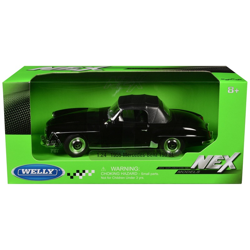 1955 Mercedes-Benz 190 SL (Closed Roof) Black “NEX Models” Series 1/24 Diecast Model Car by Welly