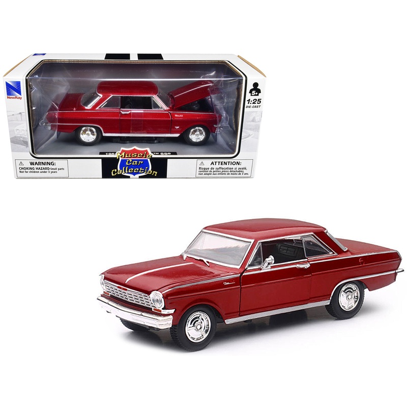 1964 Chevrolet Nova SS Burgundy “Muscle Car Collection” 1/25 Diecast Model Car by New Ray