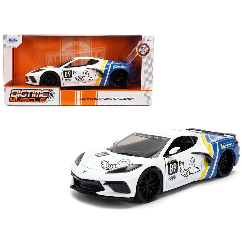 2020 Chevrolet Corvette Stingray C8 #89 “Michelin” White with Yellow and Blue Stripes “Bigtime Muscle” Series 1/24 Diecast Model Car by Jada