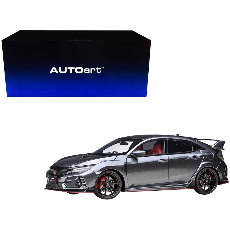 2021 Honda Civic Type R (FK8) RHD (Right Hand Drive) Polished Metal Gray Metallic 1/18 Model Car by Autoart