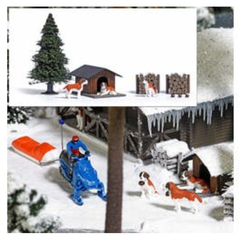 Busch 1198  HO St. Bernard rescue dogs kit