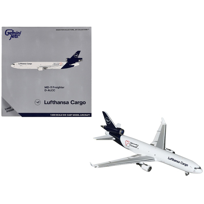 McDonnell Douglas MD-11F Commercial Aircraft “Lufthansa Cargo – Farewell to MD-11” (D-ALCC) White with Dark Blue 1/400 Diecast Model Airplane by GeminiJets
