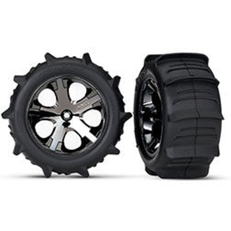 Traxxas – 3776 – Tyre & Wheel Paddle Tires (Black Chrome) (2) (RU)