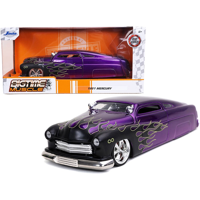 1951 Mercury Purple with Black Flames “Bigtime Muscle” 1/24 Diecast Model Car by Jada