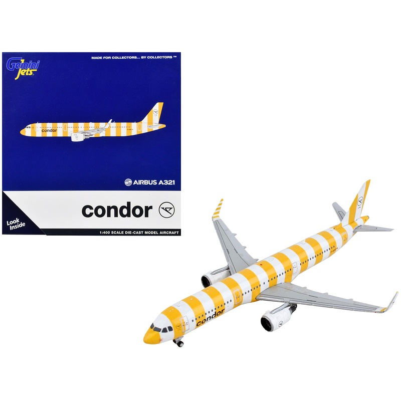 Airbus A321 Commercial Aircraft “Condor Airlines” White and Yellow Stripes 1/400 Diecast Model Airplane by GeminiJets