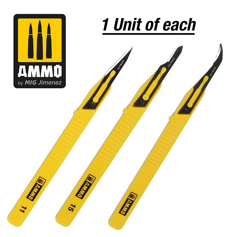 AMMO – 8691 Mini Blade Set (3 pcs.)(Straight/ Curved/ Ripper)
