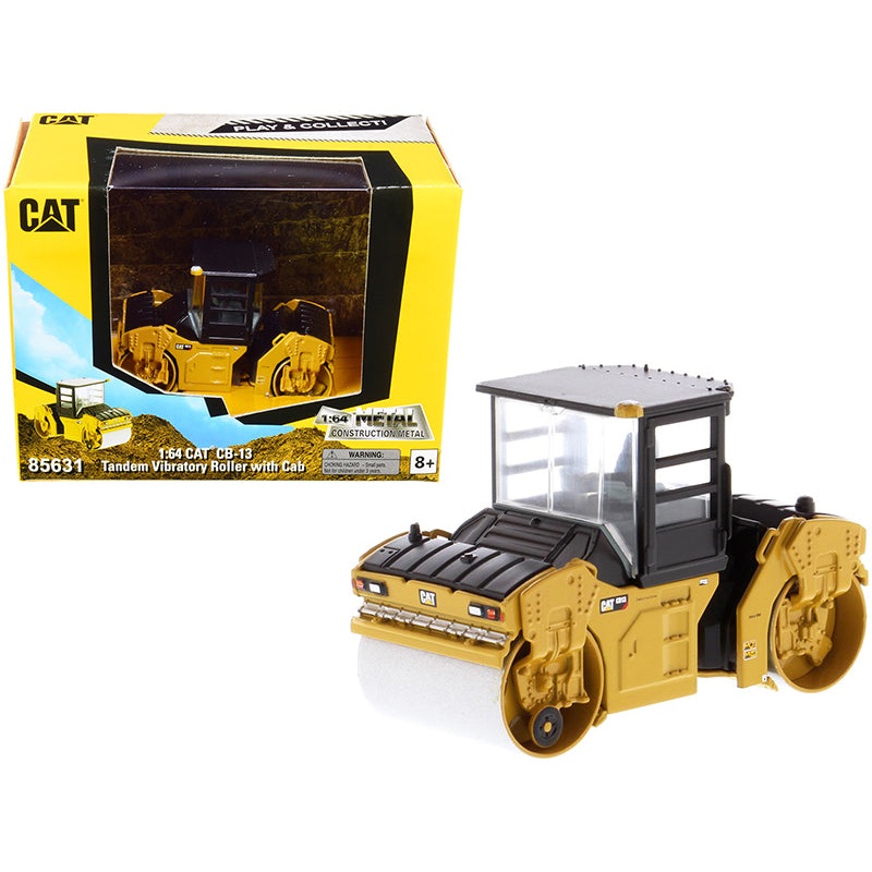 CAT Caterpillar CB-13 Tandem Vibratory Roller with Cab “Play & Collect!” Series 1/64 Diecast Model by Diecast Masters