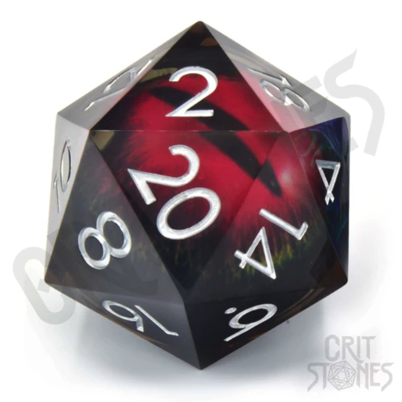 CritStones –  50mm D20 –  Crimson Watcher (Liquid Core)