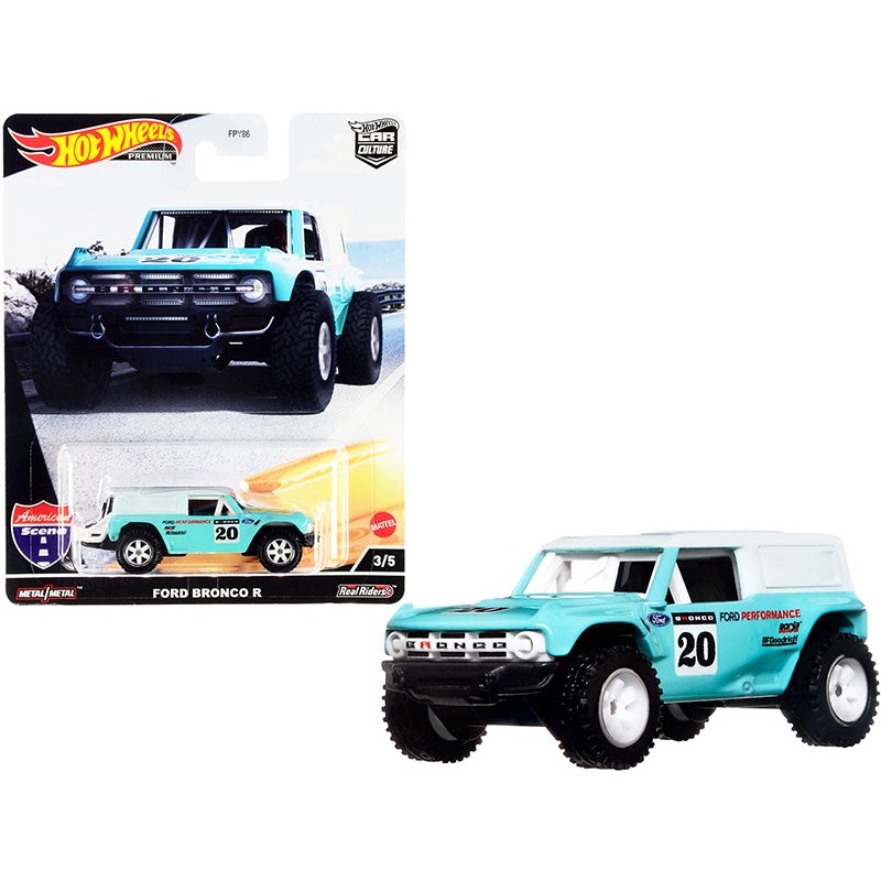 Ford Bronco R #20 Turquoise with White Top “American Scene” “Car Culture” Series Diecast Model Car by Hot Wheels