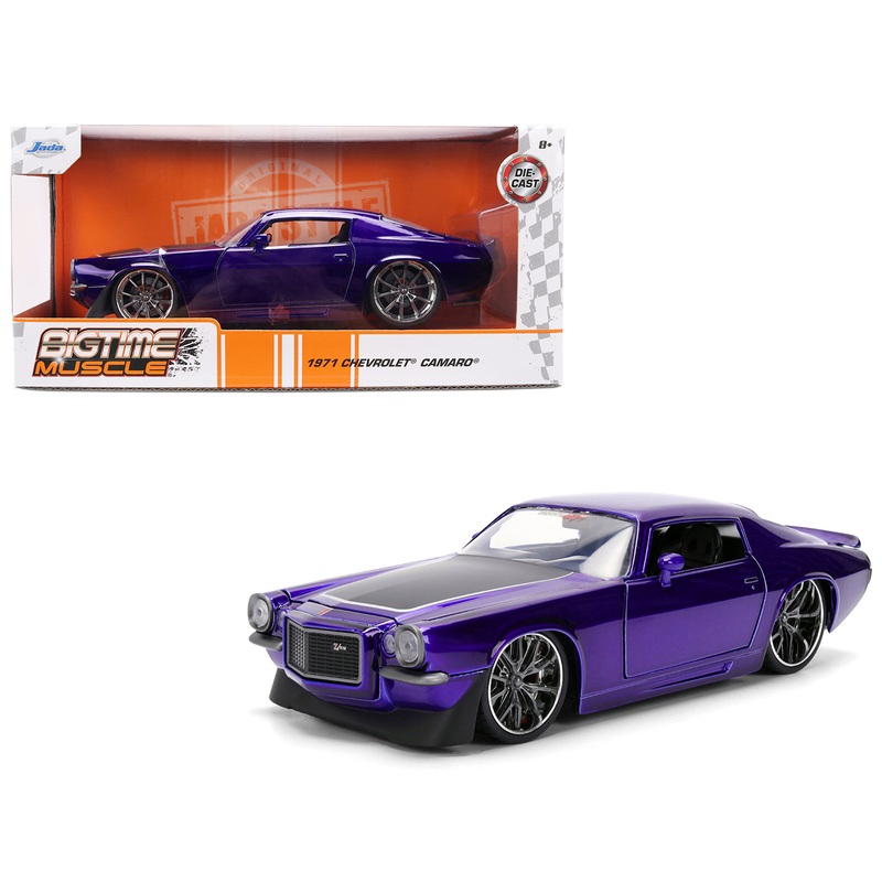 1971 Chevrolet Camaro Z/28 Purple Metallic with Black Hood “Bigtime Muscle” Series 1/24 Diecast Model Car by Jada