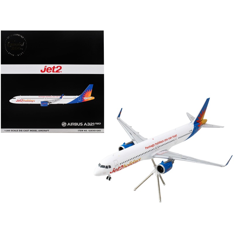 Airbus A321neo Commercial Aircraft “Jet2Holidays” (G-SUNB) White with Tail Graphics “Gemini 200” Series 1/200 Diecast Model Airplane by GeminiJets