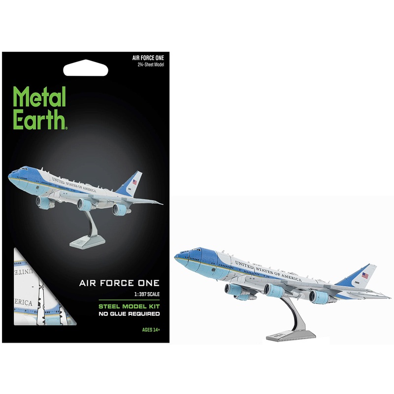 Model Kit Boeing 747 Transport Aircraft “Air Force One Presidential Plane” United States Air Force (Moderate Difficulty) Steel Model by Metal Earth