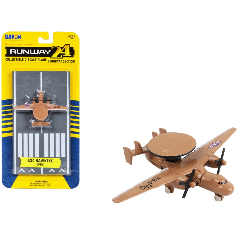 Northrop Grumman E-2C Hawkeye Aircraft Tan “United States Navy” with Runway Section Diecast Model Airplane by Runway24