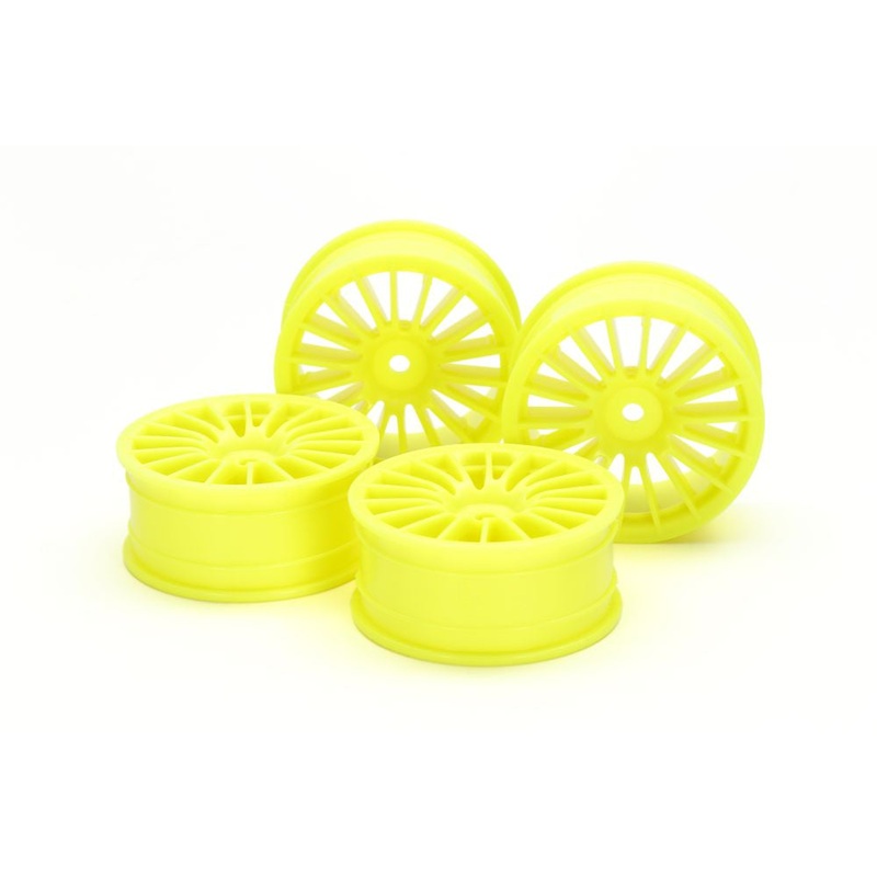 Tamiya – Medium-Narrow 18-Spoke Yellow Wheels (0 Offset)