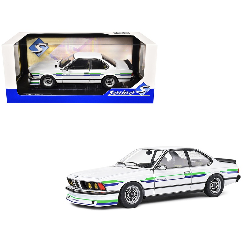 1984 BMW Alpina B7 Turbo (E24) White with Blue and Green Graphics 1/18 Diecast Model Car by Solido