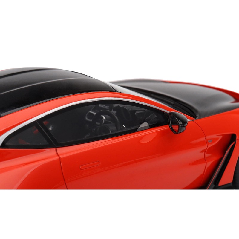 Aston Martin V12 Vantage RHD (Right Hand Drive) Scorpus Red with Black Top and Carbon Hood 1/18 Model Car by Top Speed