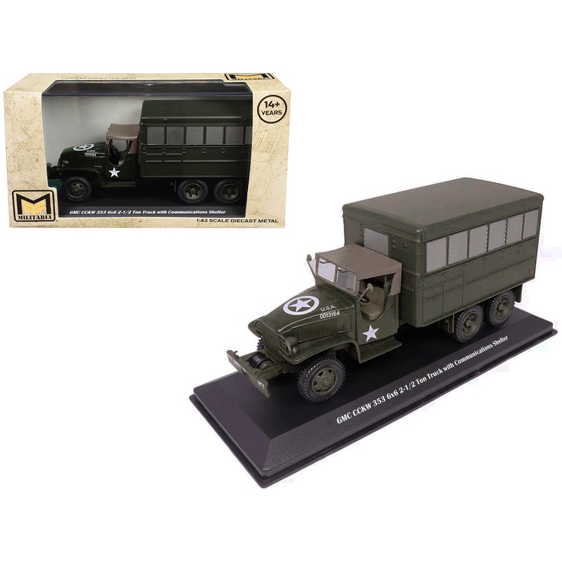 GMC CCKW 353 6×6 2-1/2 Ton Truck with Communications Shelter Olive Drab “United States Army” 1/43 Diecast Model by Militaria Die Cast