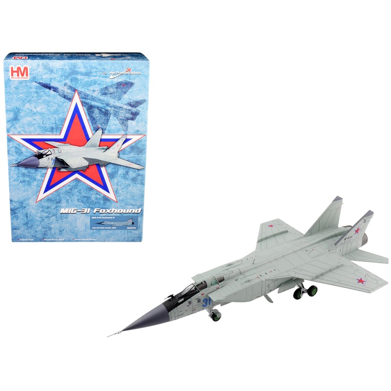 Mikoyan MIG-31K Foxhound D Interceptor Aircraft with KH-47M2 Missile (2022) “Air Power Series” 1/72 Diecast Model by Hobby Master