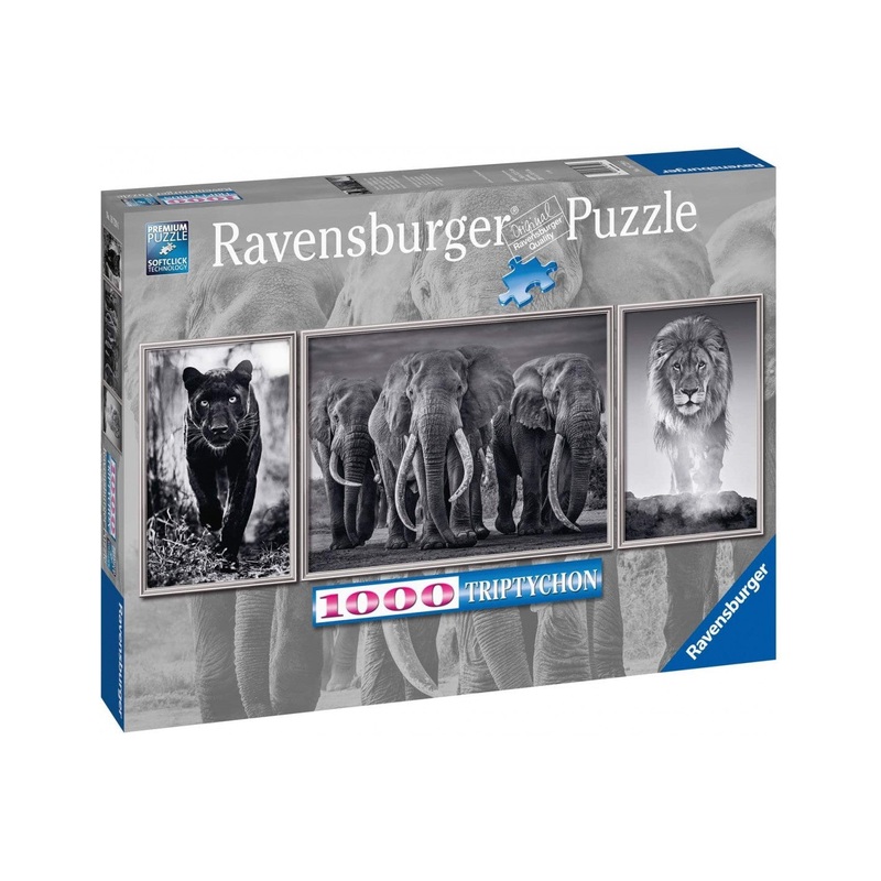 Ravensburger – Panthers, Elephants, Lion (Black And White Animals) (1000pcs)