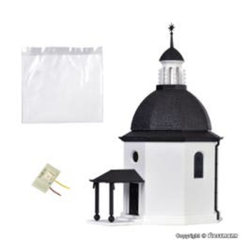Vollmer 42412  HO Silent Night Memorial Chapel with LED lighting and artificial snow, functional kit