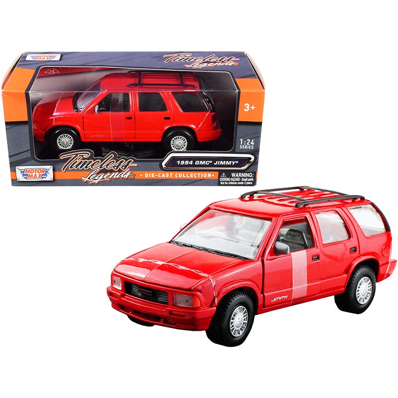 1994 GMC Jimmy with Roof Rack Red “Timeless Legends” Series 1/24 Diecast Model Car by Motormax
