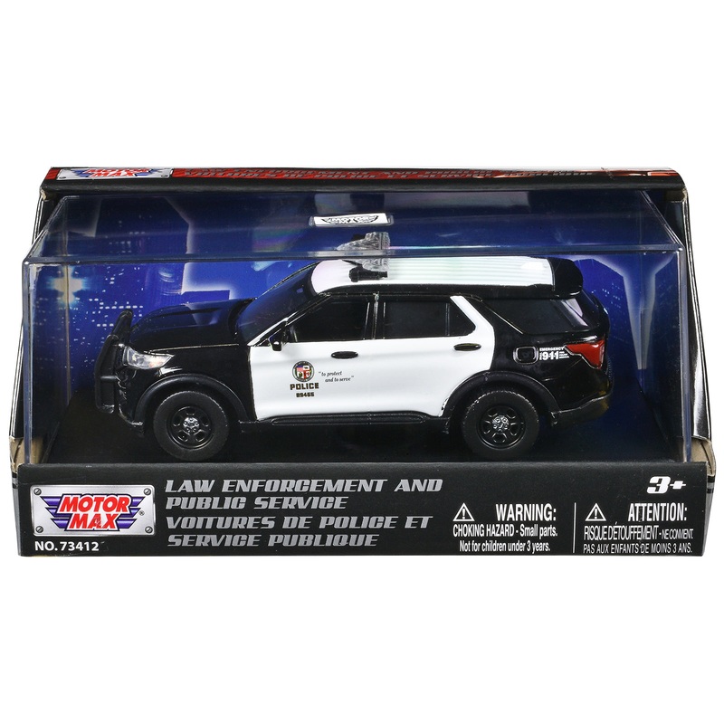 2022 Ford Police Interceptor Utility “LAPD (Los Angeles Police Department)” Black and White “Law Enforcement and Public Service” Series 1/43 Diecast Model Car by Motormax