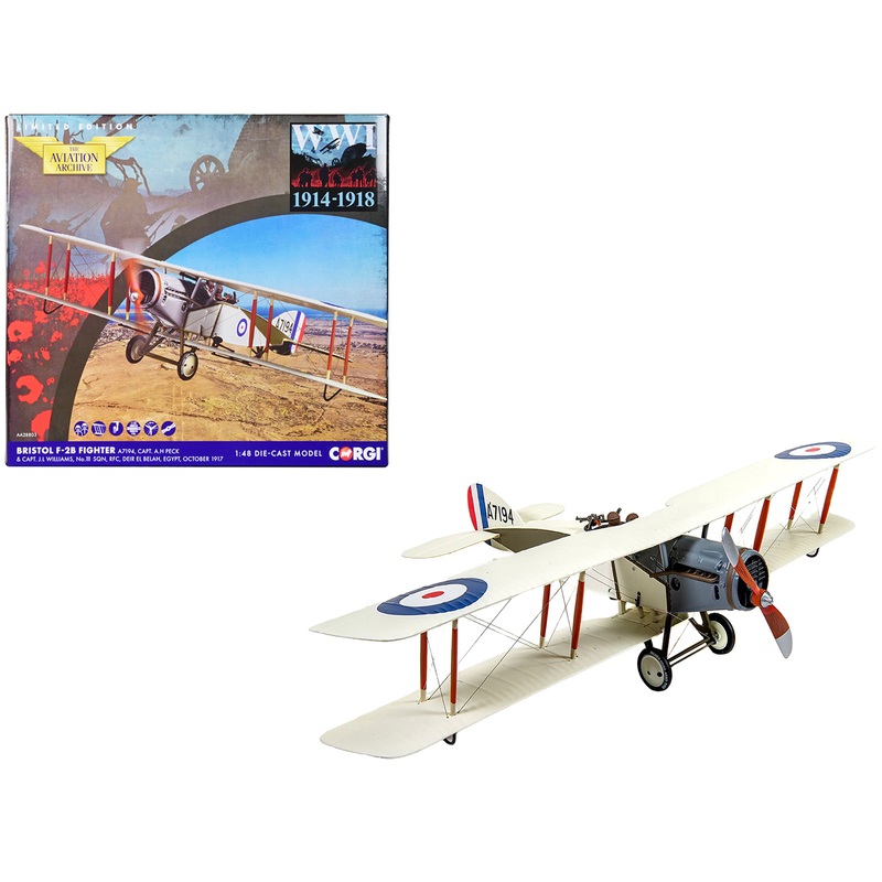 Bristol F-2B Fighter Aircraft “A7194 Capt. Arthur H Peck & Capt. John JL Williams No.111 Squadron Egypt” (1917) Royal Flying Corps “The Aviation Archive” Series 1/48 Diecast Model by Corgi
