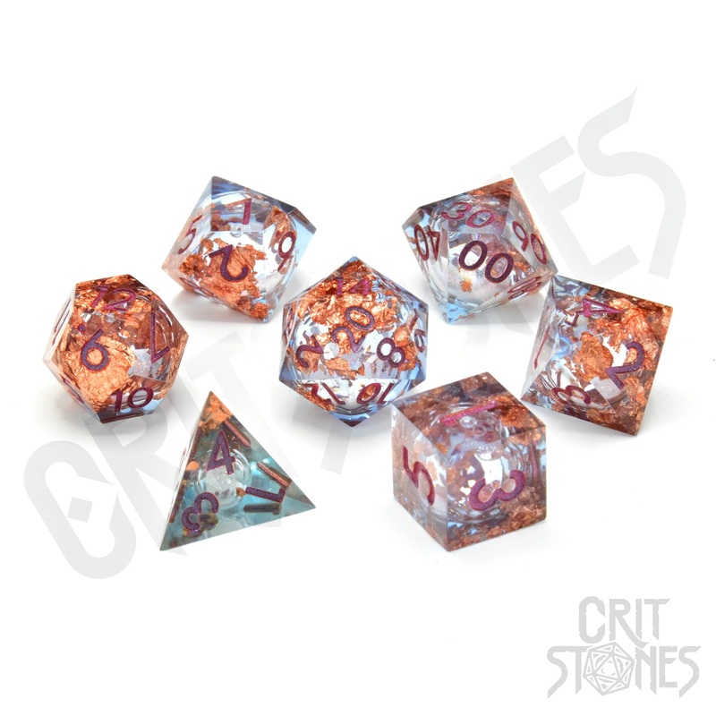 CritStones – Resin RPG Dice Set – Seraphic Reverie (Liquid Core)