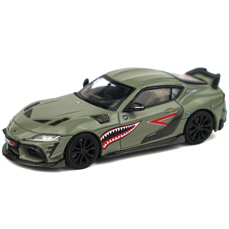 Toyota Supra “DarwinPro 66G NWB” Green with Shark Mouth Graphics 1/64 Diecast Model Car by Pop Race