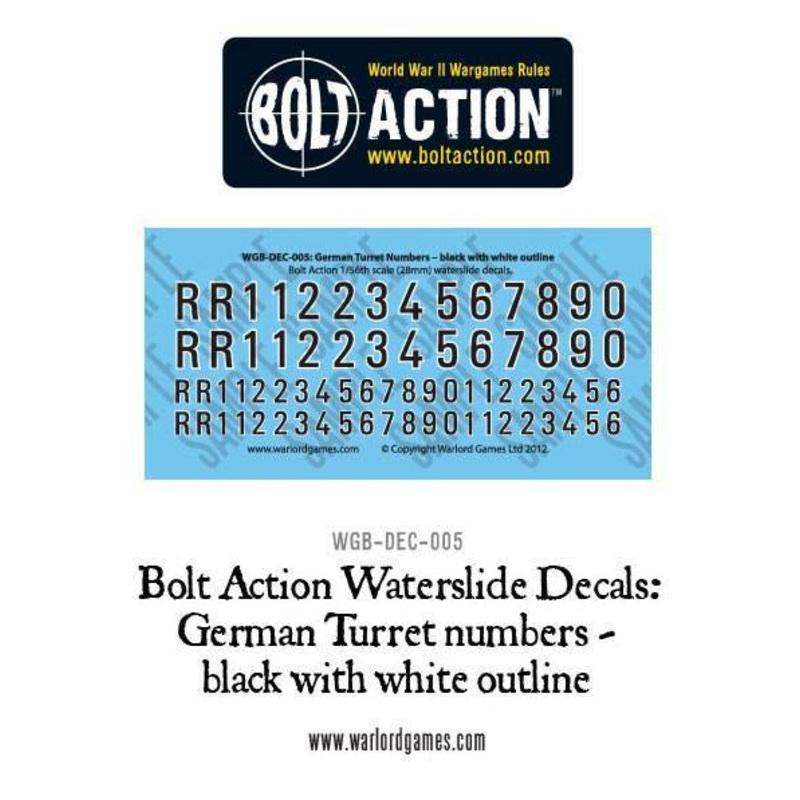 Warlord – Bolt Action: Decals – German Turret Numbers – Black with White Outline
