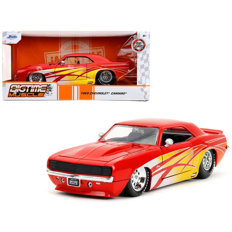 1969 Chevrolet Camaro Red with Graphics “BigTime Muscle” Series 1/24 Diecast Model Car by Jada