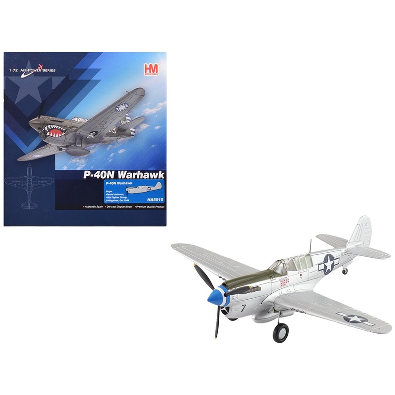 Curtiss P-40N Warhawk Fighter-Bomber Aircraft “Major Gerald Johnson 49th Fighter Group Philippines” (1944) United States Army Air Forces “Air Power Series” 1/72 Diecast Model by Hobby Master