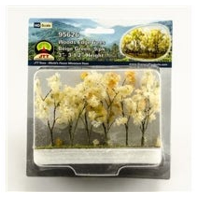 JTT 95626 HO Woods Edge Trees, Beige Green, 3″ to 3.5″, 9/pk