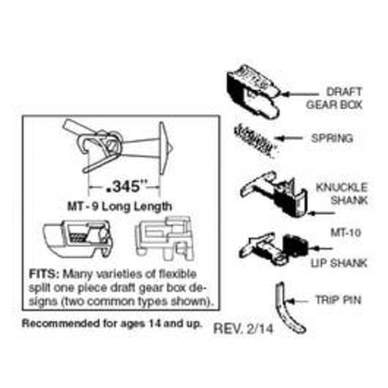 Micro Trains #00130014 MT-9 couplers Universal Coupler Conversion Long Shanks 2 pr
