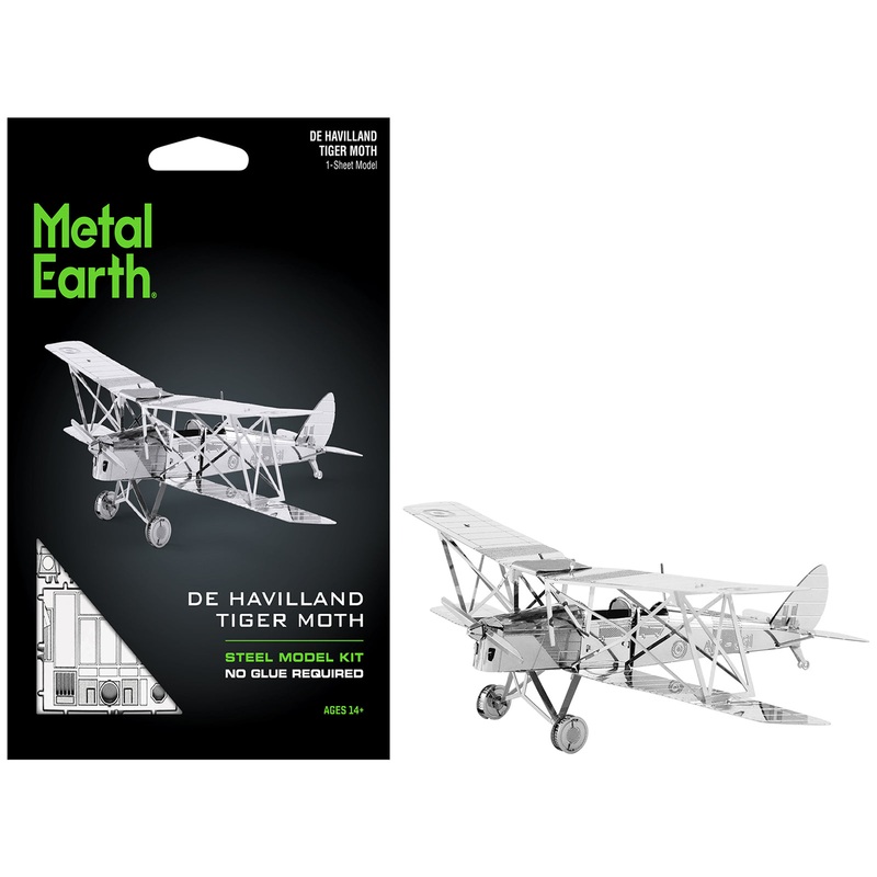 Model Kit De Havilland Tiger Moth Trainer Aircraft (Moderate Difficulty) Steel Model by Metal Earth