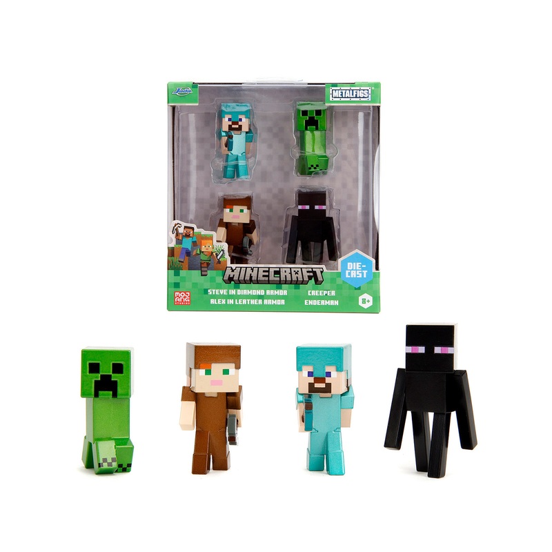 Set of 4 Diecast Figures “Minecraft” Video Game Wave 3 “Metalfigs” Series Diecast models by Jada