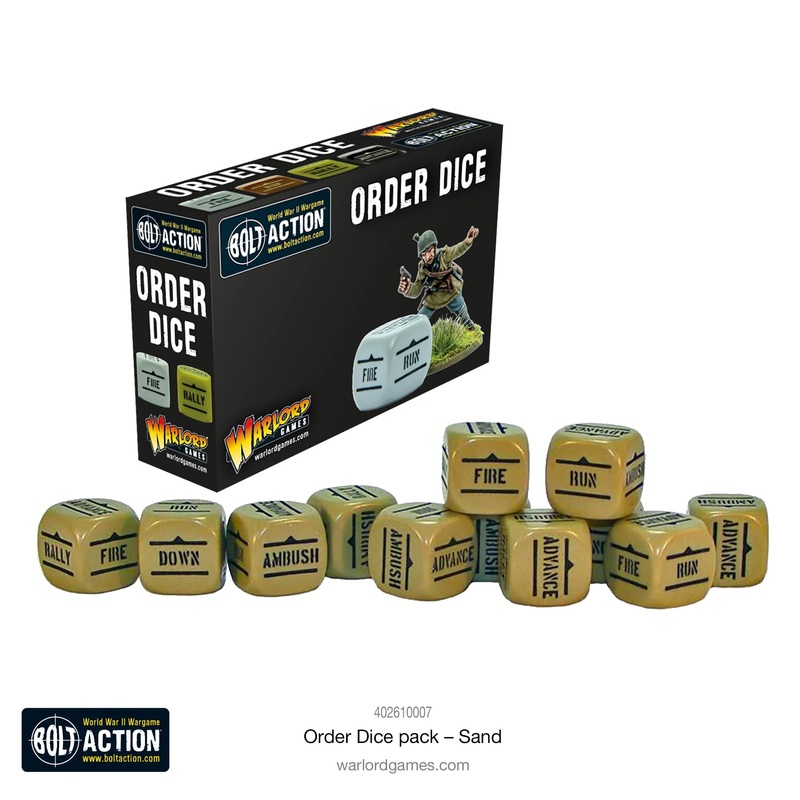 Warlord – Bolt Action Orders Dice – Sand (12 Boxed)