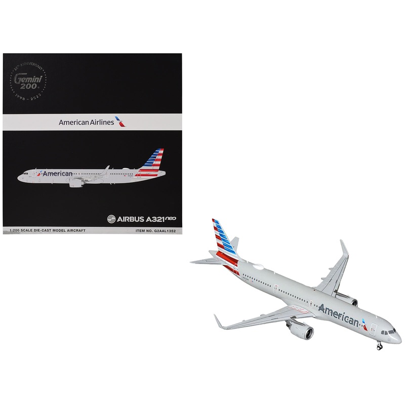Airbus A321neo Commercial Aircraft “American Airlines” (N413AN) Gray with Striped Tail “Gemini 200” Series 1/200 Diecast Model Airplane by GeminiJets