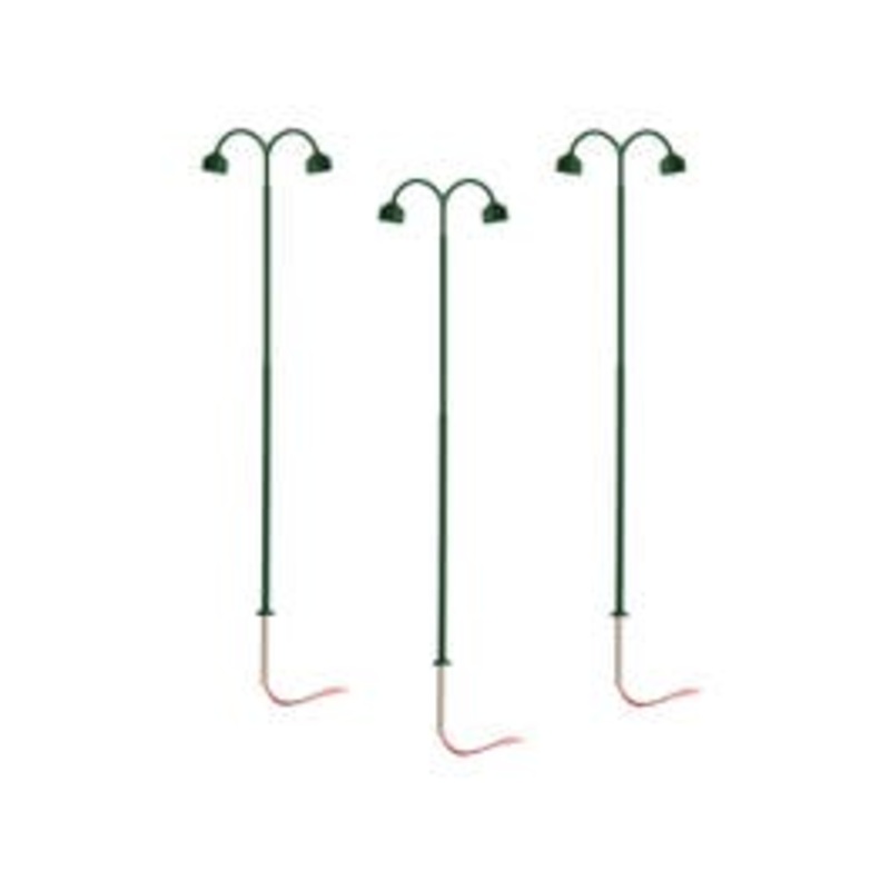 Lionel 2456020 HO LIGHTING ACCESSORIES Double Arm Lamp – Green 3-Pack