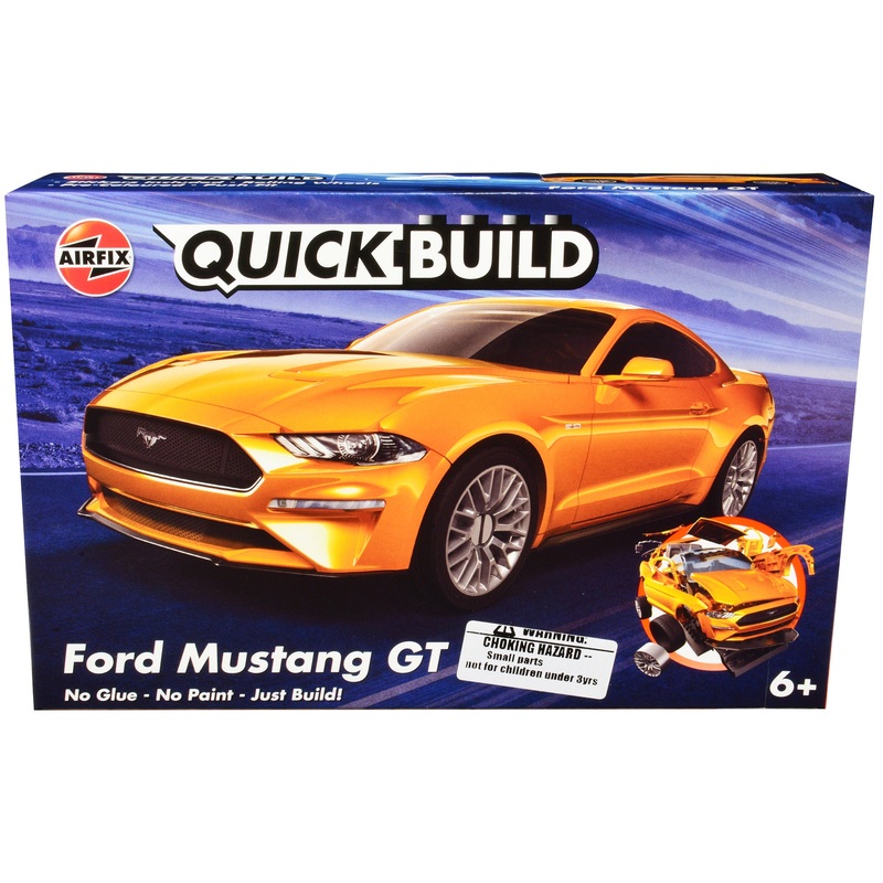 Skill 1 Model Kit Ford Mustang GT Orange Snap Together Model by Airfix Quickbuild