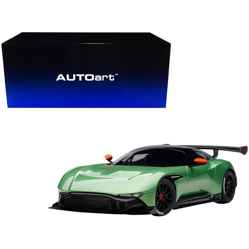 Aston Martin Vulcan Apple Tree Green Metallic with Orange Accents and Carbon Top 1/18 Model Car by Autoart