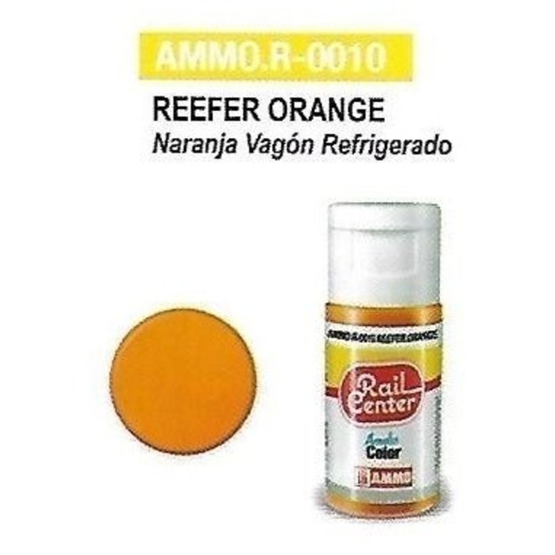 Rail Center Paint R-0010, Reefer Orange, 15ml bottle, Acrylic Paint