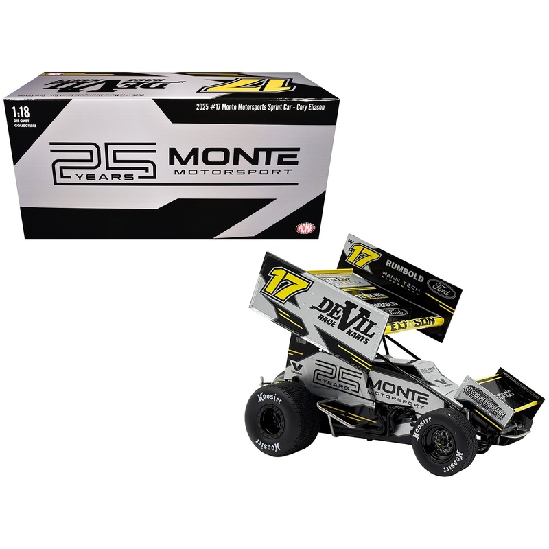 Winged Sprint Car #17 Cory Eliason “Devil Race Karts” Monte Motorsports (2025) 1/18 Diecast Model Car by ACME