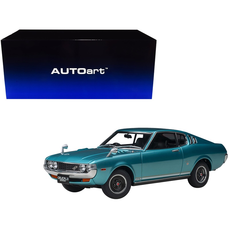 1973 Toyota Celica Liftback 2000GT (RA25) RHD (Right Hand Drive) Turquoise Blue Metallic 1/18 Model Car by Autoart