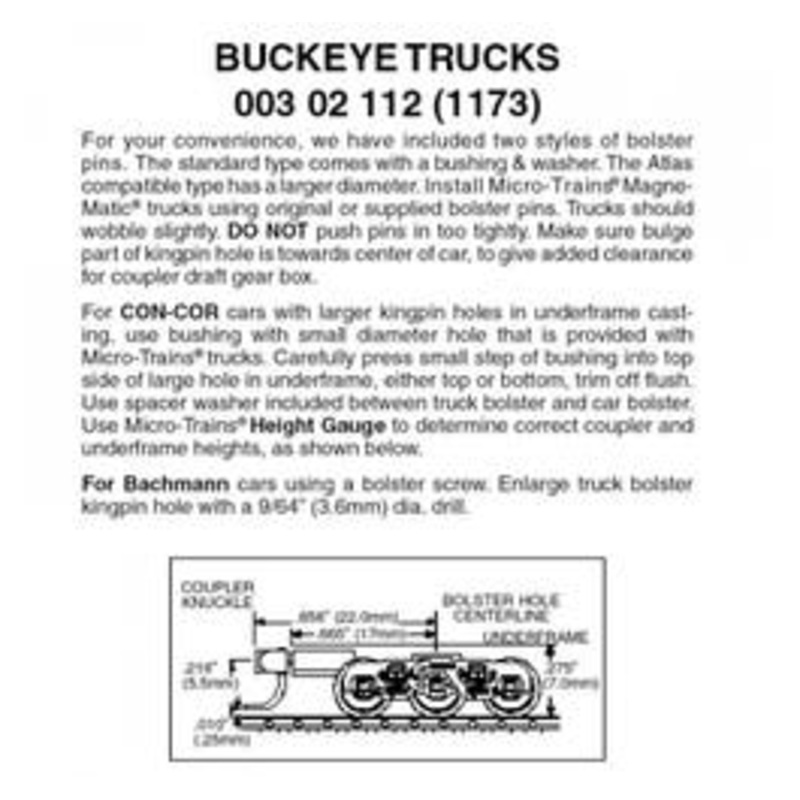 Micro Trains #00302112 Buckeye Trucks w/ med. ext. couplers 1 pr
