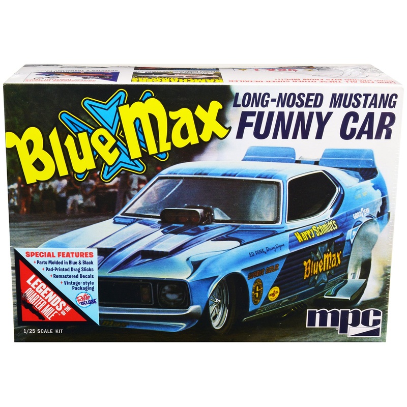 Skill 2 Model Kit “Blue Max” Long Nose Mustang Funny Car 1/25 Scale Model Car by MPC